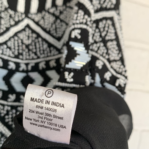 Parker Zuma Tank Silk Beaded Black White Size Medium - Picture 7 of 12